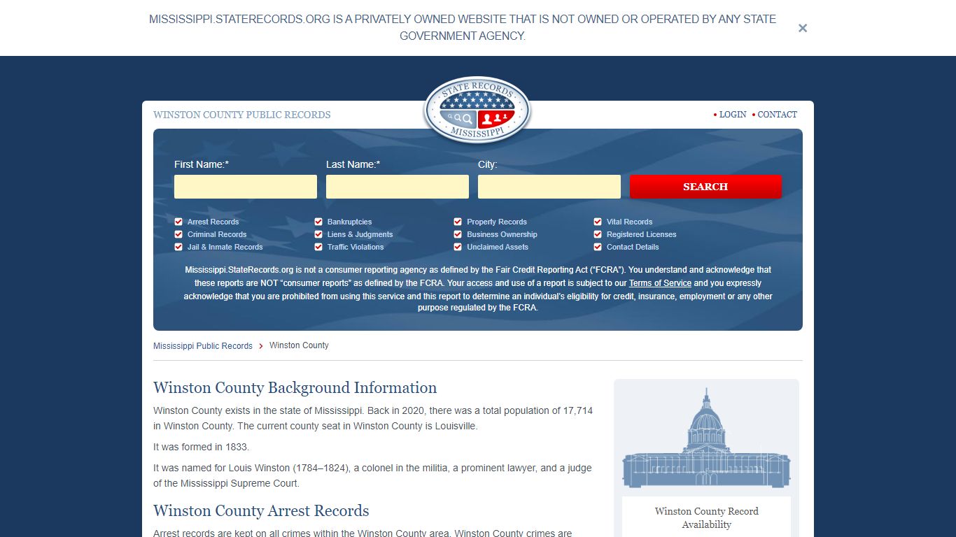 Winston County Arrest, Court, and Public Records | StateRecords.org