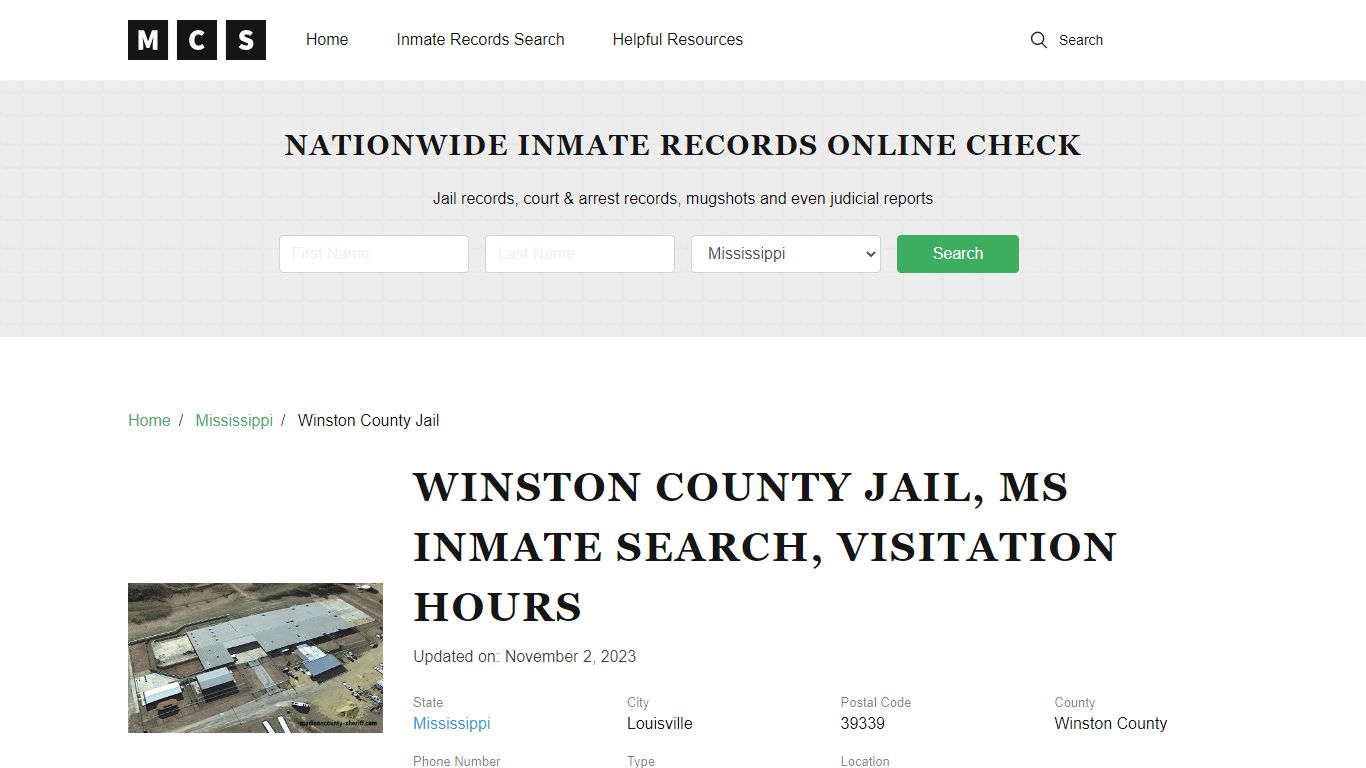 Winston County, MS Jail Inmates Search, Visitation Rules