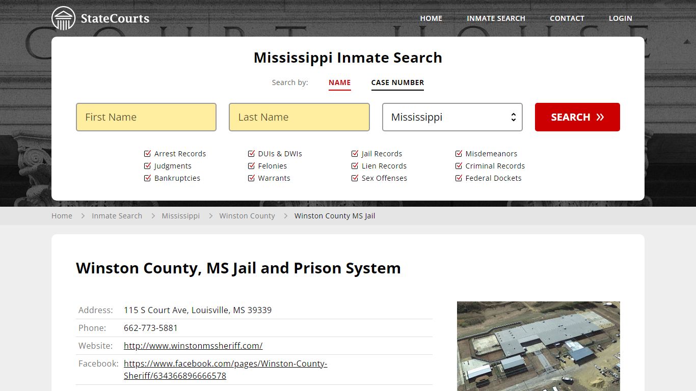 Winston County MS Jail Inmate Records Search, Mississippi - StateCourts